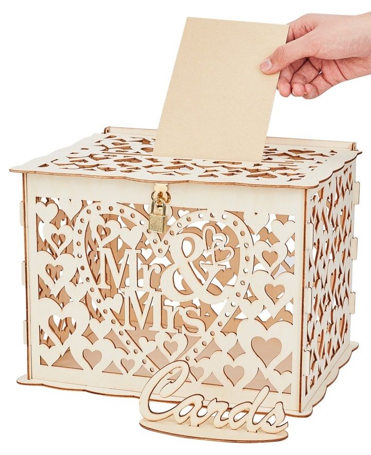 Dřevěný vyřezávaný box se zámkem ke složení 30x24x22,5cm - 1ks