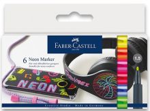 Faber-Castell, Popisovače neon 1,5mm na porcelán,sklo,kov, 6ks