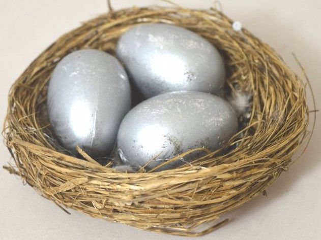 Velikonoční hnízdo 12cm se Stříbrnými vejci 5cm - 3ks