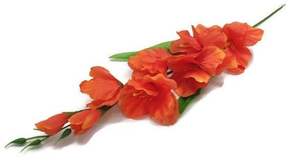 Dekorace umělá Gladiola 76cm -1ks - Oranžová