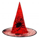 Čarodějnický klobouk s pavučinkou a pavouky ø 37cm - 1ks - Modrý