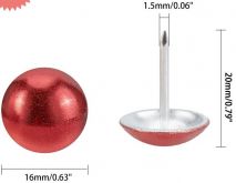 Ozdobný hřebíček s kulatou hlavičkou, kov barva červená s glitry /platina 16x20mm - 1ks