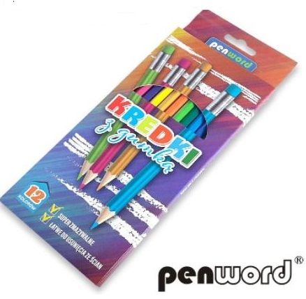 Pastelky s barevnou gumou Penword - 12ks