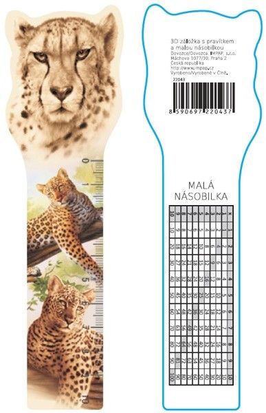 Pravítko s násobilkou 10cm Zvířátka - 1ks - Gepard