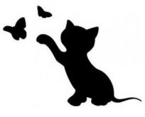 Šablonay obrysové plast Kočička s motýlky 6,5x9cm