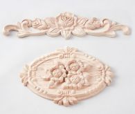 Dekorace dřevěná masiv Růže 89x65mm - 1ks | Bordura růže, Medailon květy