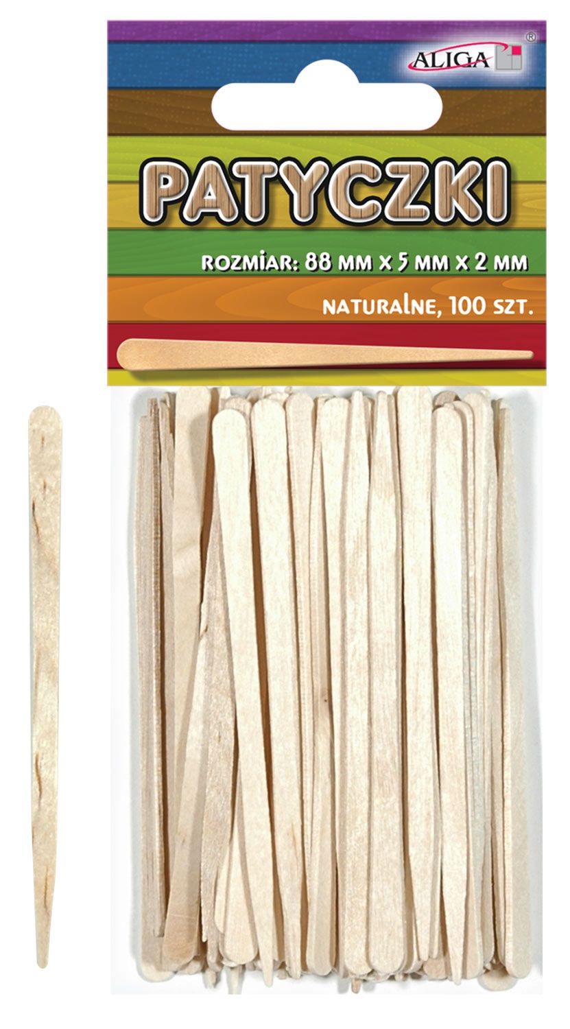 Dřevěné špachtličky přírodní 88x5x2mm - 100ks