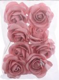 Dekorace pěnové růžičky na drátku 6cm - 8ks | Bílá, Krémová, Lososová, Růžová, Starorůžová