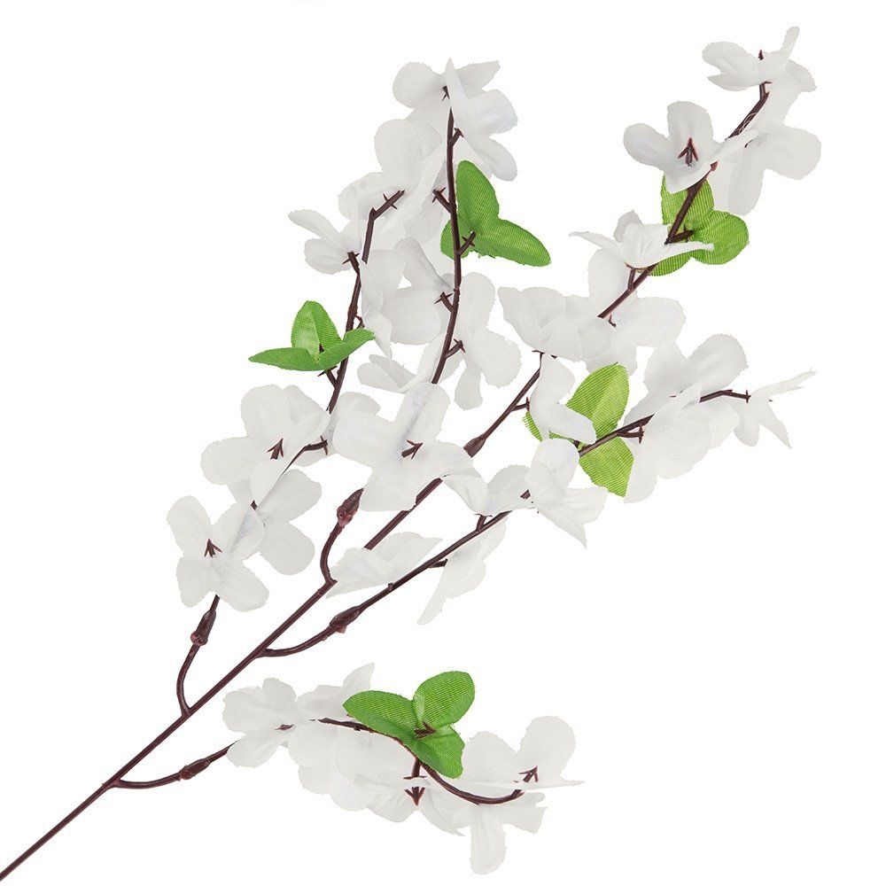 Dekorace umělá Větvička s květy 50cm - 1ks - Bílá