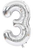 Nafukovací foliový balonek stříbrný Číslice 40cm - 1ks - Číslo 3