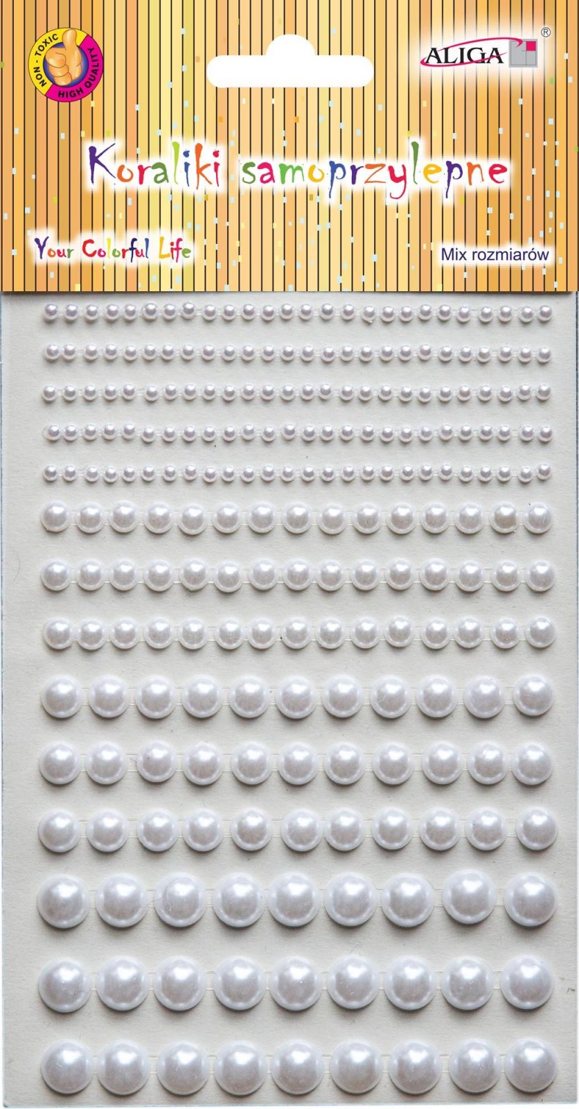 Samolepící půl perly 3,6,8,10mm 10x15cm - Perleťové