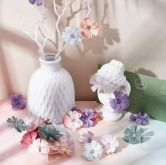 Dekorace textilní Květy mix barev 45mm - 5ks
