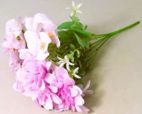 Dekorace umělá kytice Hortenzie Jiřina 6 květů barva lila - 32cm