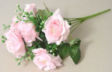 Dekorace umělá kytice Růží 7 květů barva růžová - 31cm