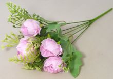 Dekorace umělá kytice Pivoňky 5 květů barva růžová - 32cm