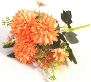 Dekorace umělá kytice Chryzantém oranžová 30cm - 1ks/7květů/