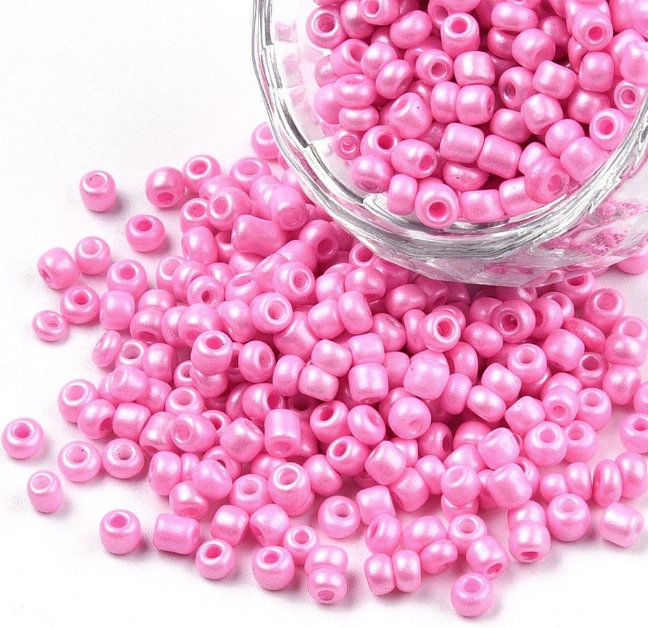 Rokajl skleněný perleťový 3mm - 40g - Růžová