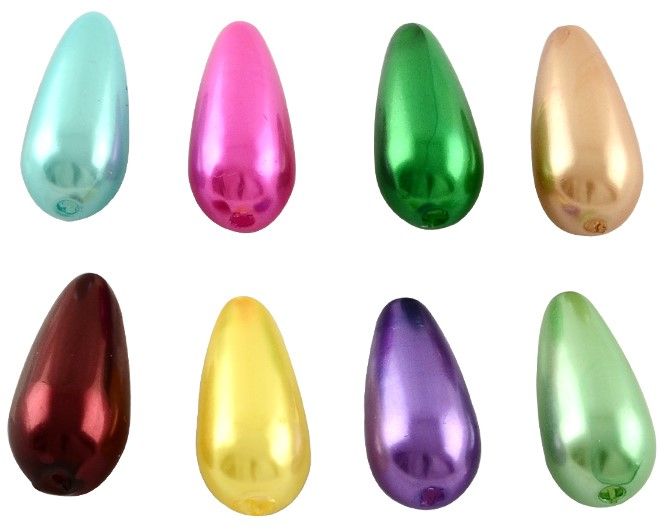 ABS Imitace perleťových korálků Slzy barevné 22,5x12mm - 20ks
