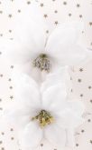 Dekorace umělá přízdoba Vánoční růže na klipu 13cm - 2 květy | Bílá