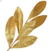 Dekorace umělá Větvička s listy zlatá 20cm - 1ks