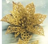 Dekorace vánoční krajková RŮŽE 8cm - 1 květ - Zlatá
