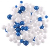 Kouličky polystyren s glitry 15-20mm - 20g - Bílé a modré