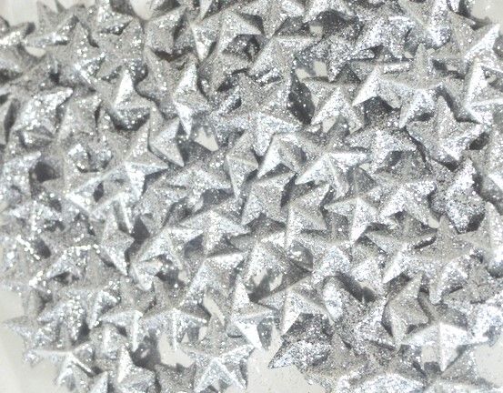 Dekorace přízdoba s glitry 20mm Hvězdička - 1ks - Stříbrná