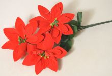 Dekorace umělá Vánoční růže 30cm - 1ks /3květy/