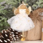 Dekorace vánoční Panenka na pověšení 13cm - 1ks | Bílá, Růžová