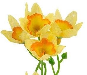 Dekorace květy Narcisky 4cm - 4 květy - Oranžovo žlutý