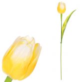 Dekorace plast Tulipán 43cm - 1květ - Žlutý bílo