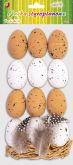 Velikonoční sada vajíčka polystyren,peříčka,provázek 5,5cm - 12ks