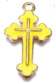 Bižuterní dekorace smaltovaný Křížek 25x14x2mm - 1ks - Žlutý