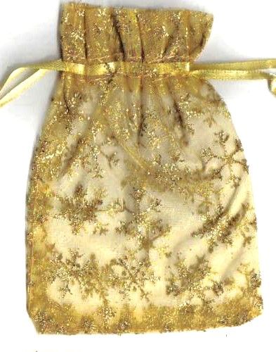 Dárkový pytlíček Organza Zlatý s lurexem 10x8 cm.