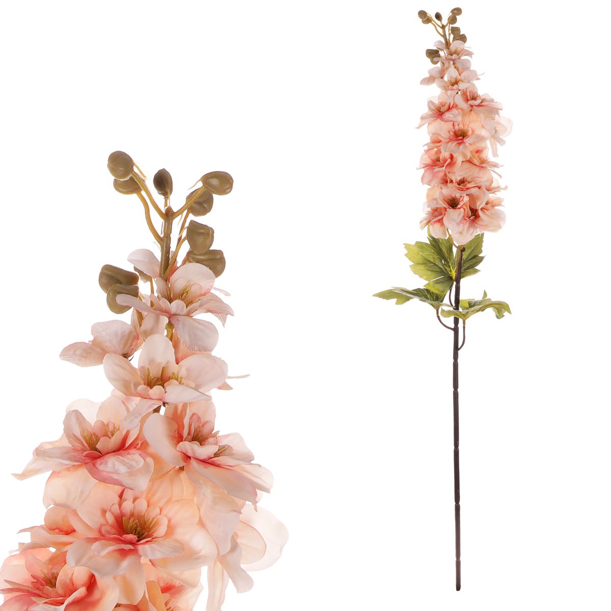 Dekorace umělá květ Ostrožka 87cm - 1ks - Meruňka