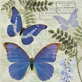 Ubrousek 33x33cm Modří motýli a rostliny 1ks na ubrouskovou techniku