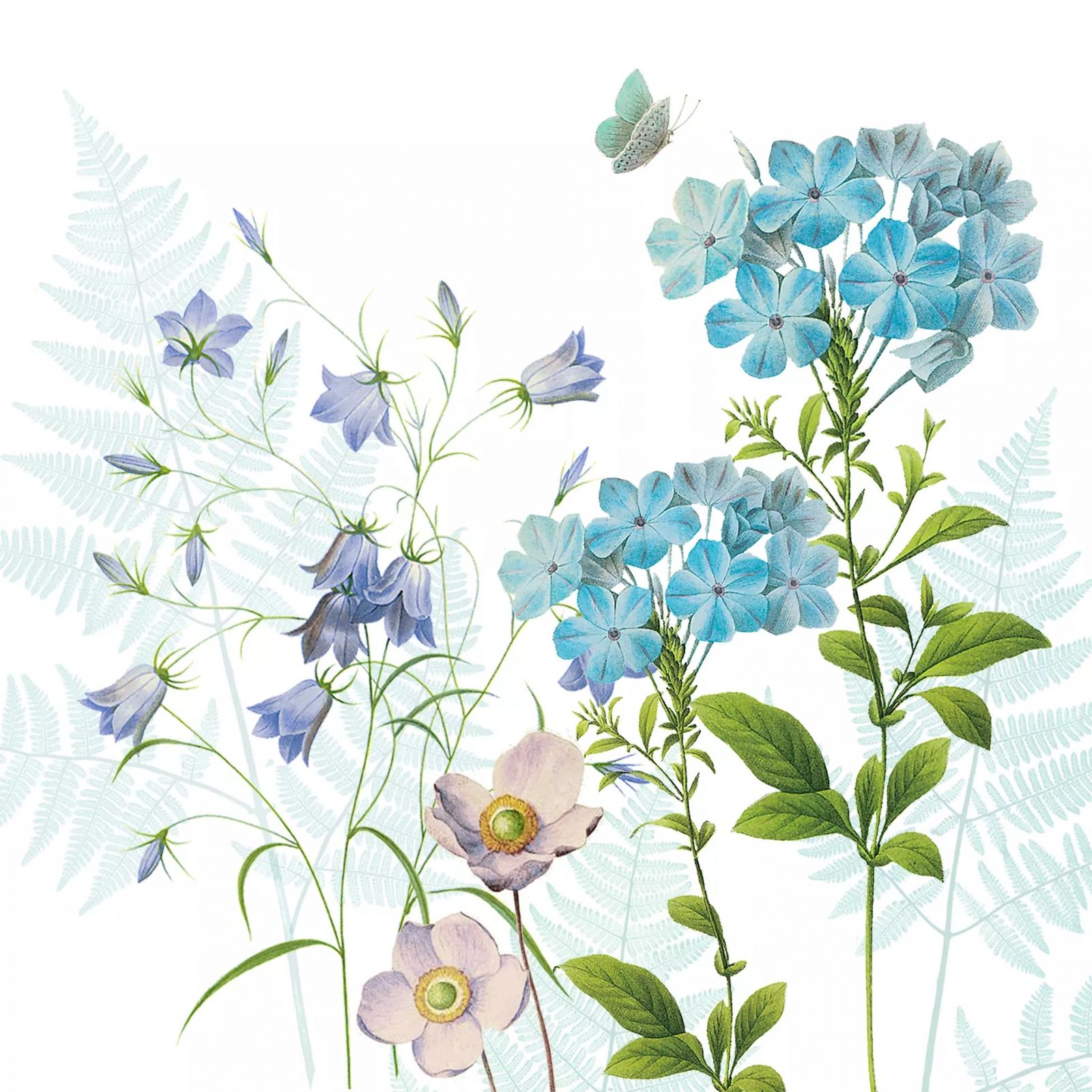 Ubrousek 33x33cm 1ks, Modrá harmonie květů