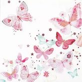 Ubrousek 33x33cm Motýli v růžovém zbarvení
