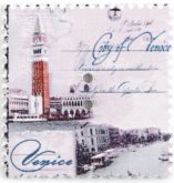 Dřevěný dekorační knoflík poštovní známka BENÁTKY 31 x 33 mm - 1ks