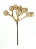 Dekorace zdobená 14cm - 1 svazek - zlatá s glitry