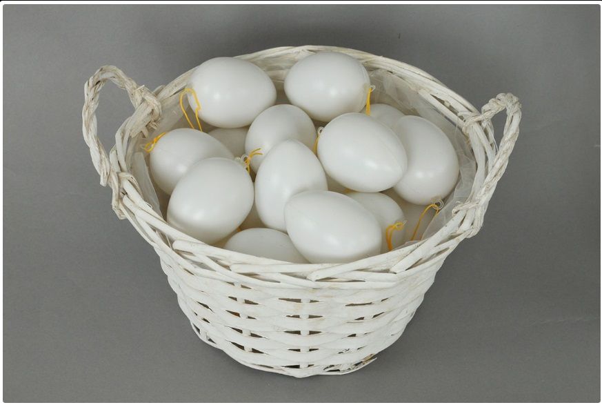 Dekorace Plastová vejce bílá 4cm - 24ks