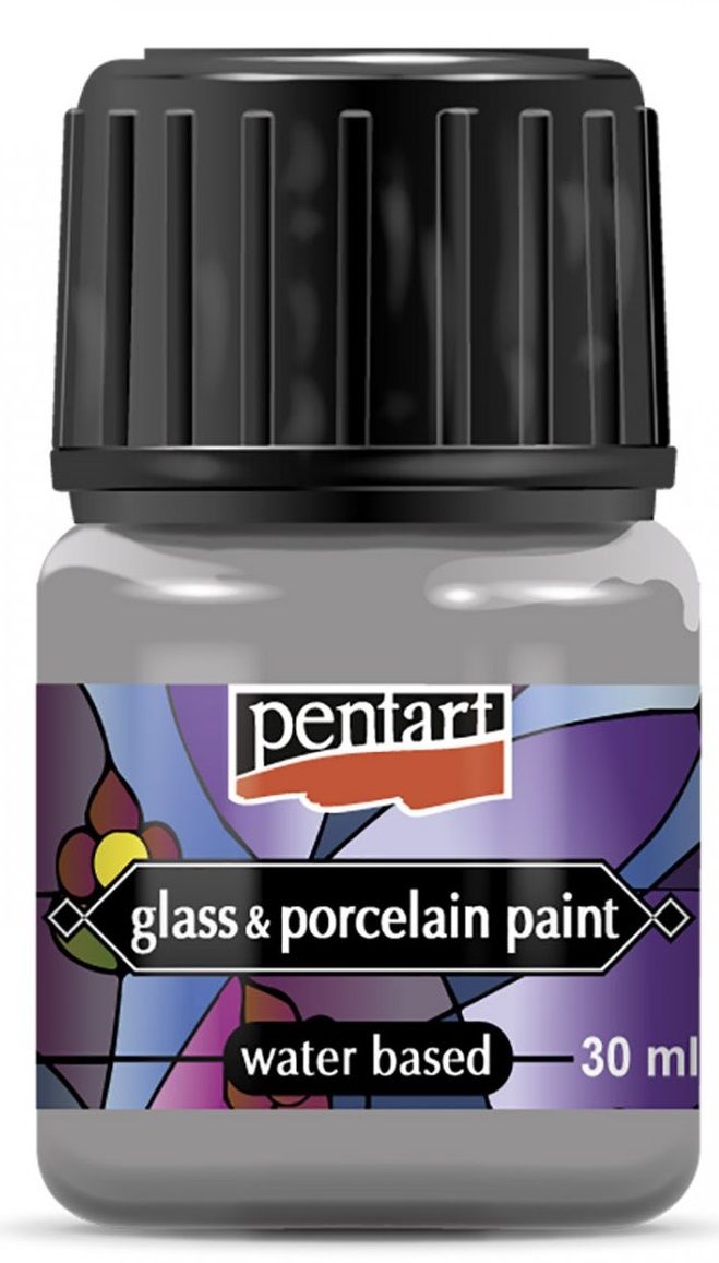 Barvy na porcelán a sklo Pentart - 30 ml - Stříbrná