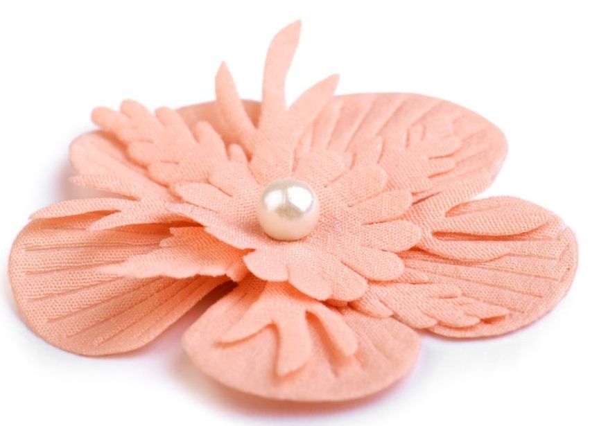 Textilní květ s perlou 53mm - 1ks
