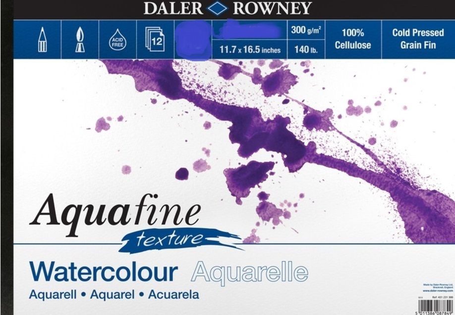 Akvarelový blok Aquafine zrnitý 300g/m2 210x297mm - 12 listů Daler Rowney