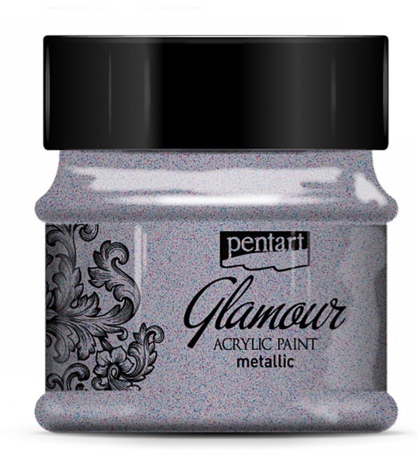 Akrylová metalická barva Pentart - 50 ml - GLAMOUR starostříbrná Q
