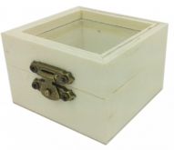 Dřevěná krabička s kováním,skleněné víko 6x6x4cm