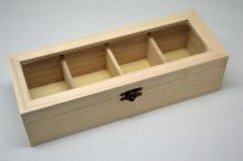 Dřevěná krabička s průhledným víkem 24,8x7x9,6cm
