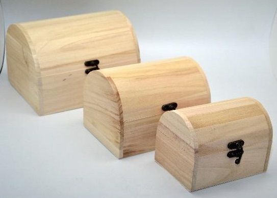 Sada dřevěné truhličky se zapínáním 20,16,12 cm - 3ks
