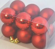 Sada Vánočních koulí 3cm - 12ks - Červené hladké