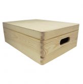 Dřevěná bedýnka VELKÁ NÍZKÁ s víkem a úchyty 29,5x40x12,5cm